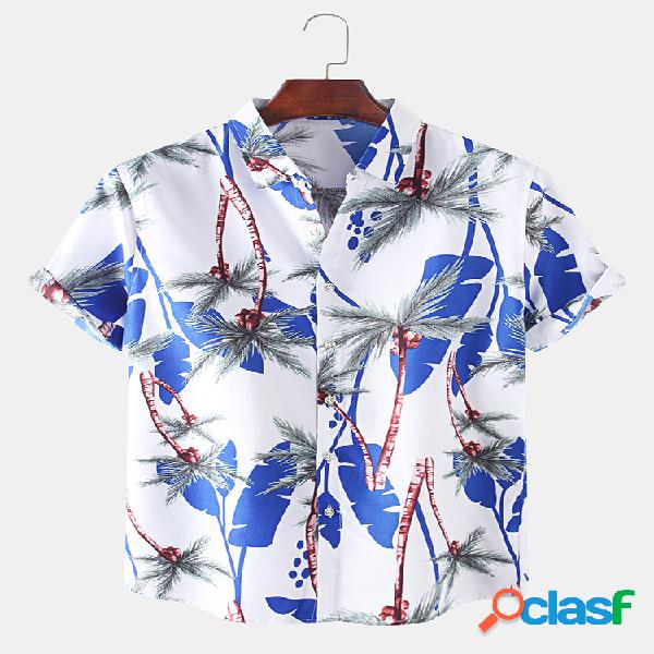 Mens Tropical Planta Banana & Coco Tree Printed Holiday