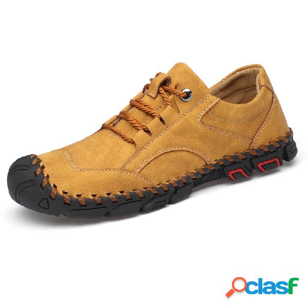 Mens ao ar livre de borracha Toe Cap mão costura sapatos de