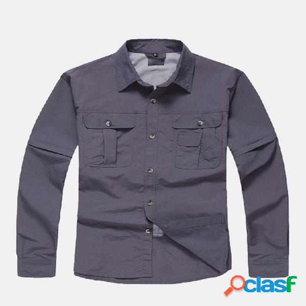 Mens destacável para exterior de secagem rápida Camisa