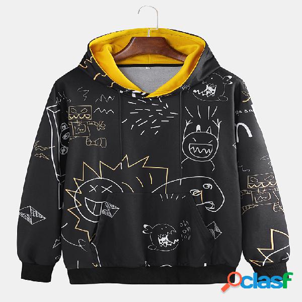 Mens encantador impressão carta urso muff bolsos cordão