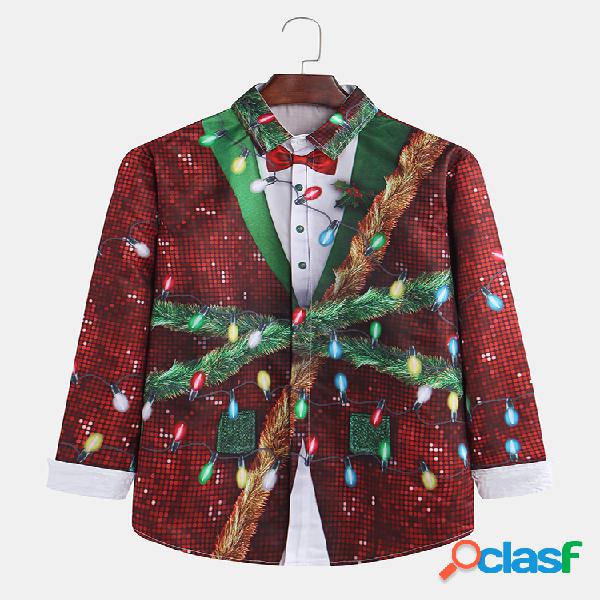Mens engraçado árvore de natal gravata borboleta luzes