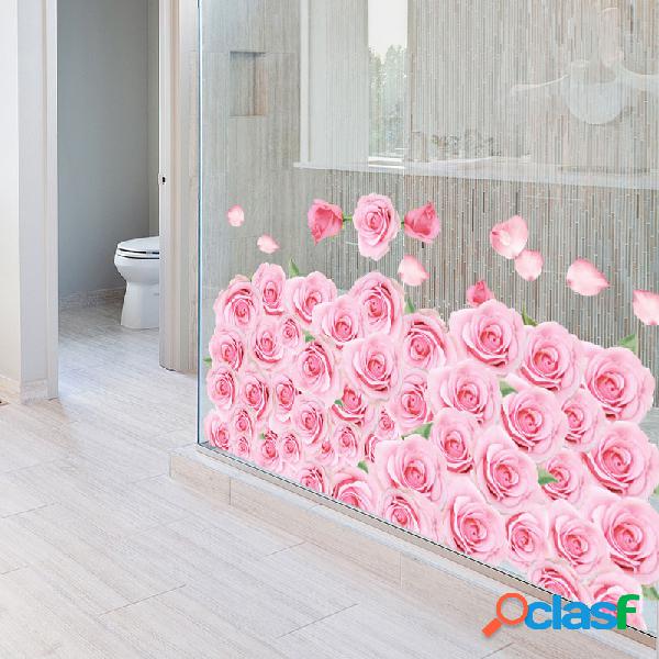 Miico 3D Rose Adesivo Decorativo Adesivo de Parede Banheiro