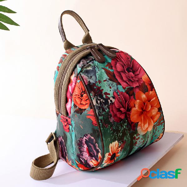 Mochila de Nylon Floral de Estilo Étnico Multifuncional