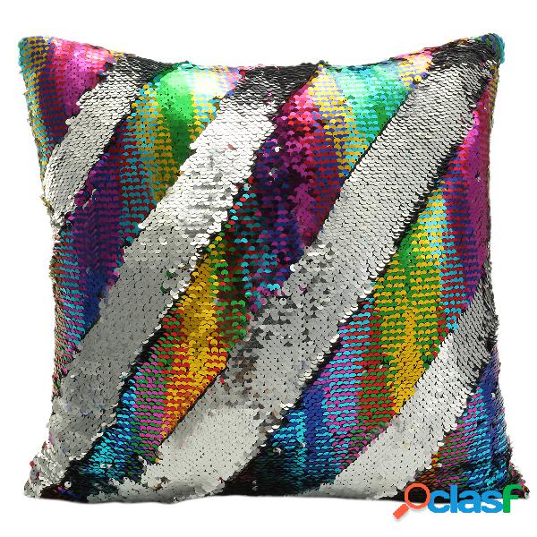 Moda Sequin Magic Mermaid Throw Pillow Cover Swipe Sofa