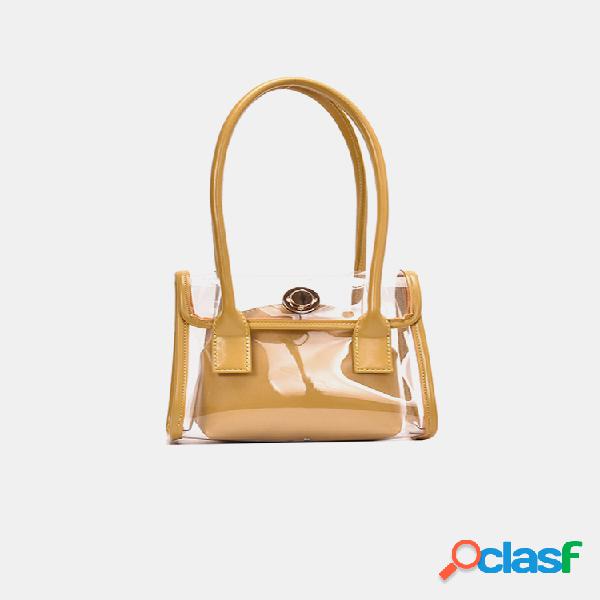 Mulheres 2Pcs ombro sólido PVC Bolsa