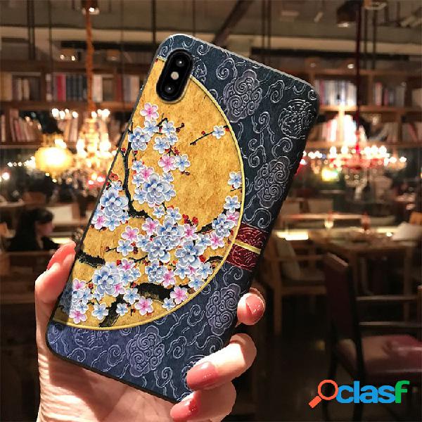 Mulheres Amarelo e Azul Ameixa iPhone Relief TPU Telefone