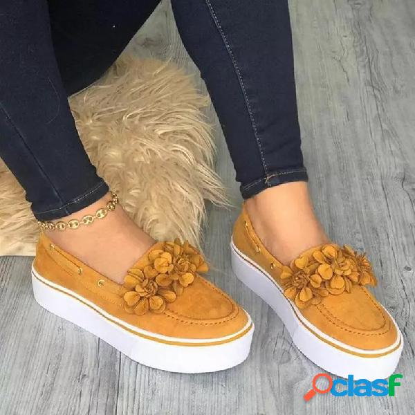 Mulheres Ballet Confortável Flores Zapatos Mujer Loafers