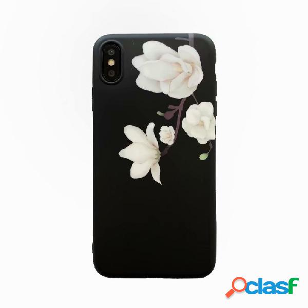 Mulheres Black Lily Flower TPU Telefone Caso Capa Anti-queda