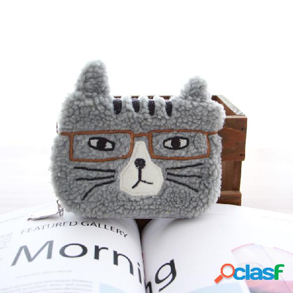 Mulheres Casual Cat Padrão Handbag Drawstring Cosmetic