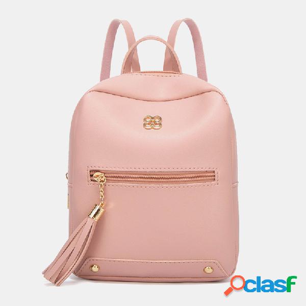 Mulheres Casual Solid Backpack