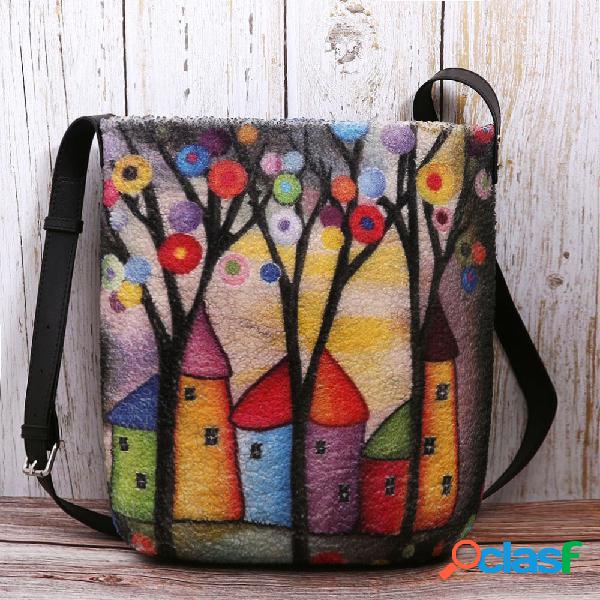 Mulheres Colorful Cordeiro DIY Cabelo Bolsa Crossbody Bolsa