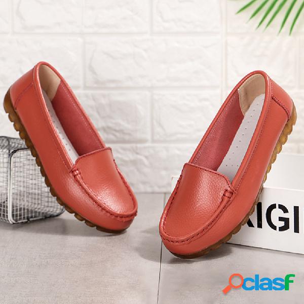 Mulheres Comfy Couro Genuine Slip Resistance Flats SHoes