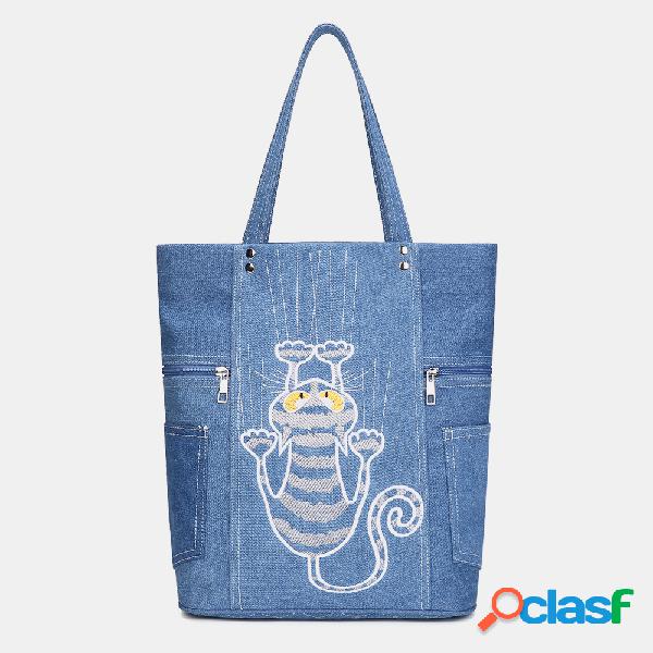 Mulheres Cute Cat Padrão Bolsas Grande capacidade Lazer
