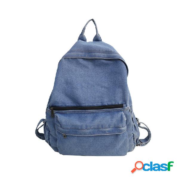 Mulheres Denim Canvas vintage Casual Backpack School Bolsa