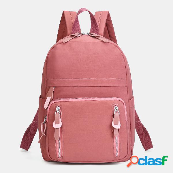 Mulheres Nylon Basic Casual Backpack School Bolsa
