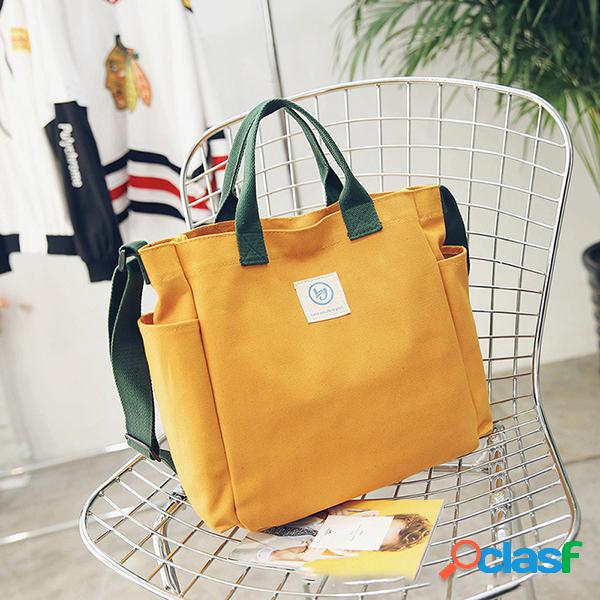Mulheres Solid Canvas Leisure Crossbody Bolsa Bolsa de