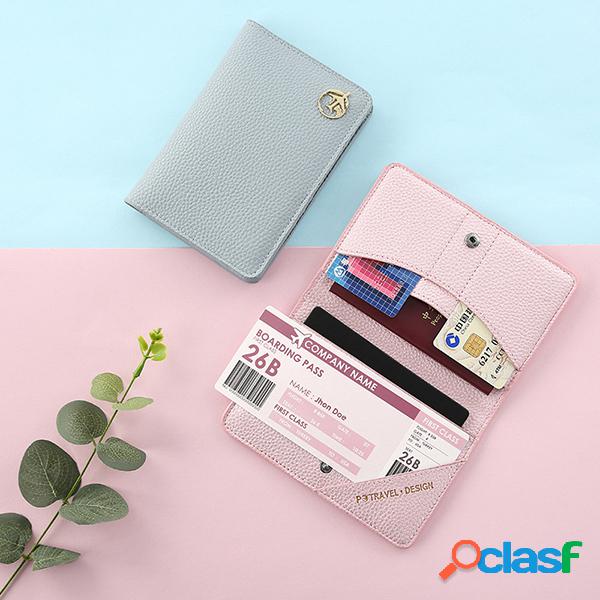 Mulheres Solid Travel Passport Titular PU Titular De Cartão