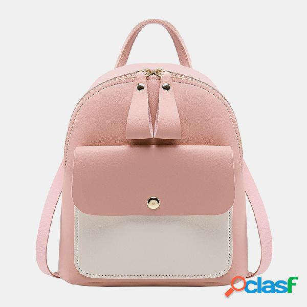 Mulheres casual patchwork ombro Bolsa mochila