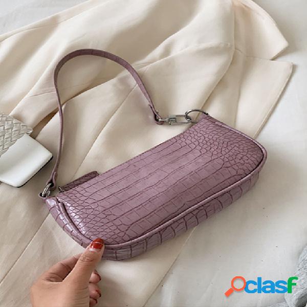 Mulheres crocodilo Padrão ombro sólido Bolsa