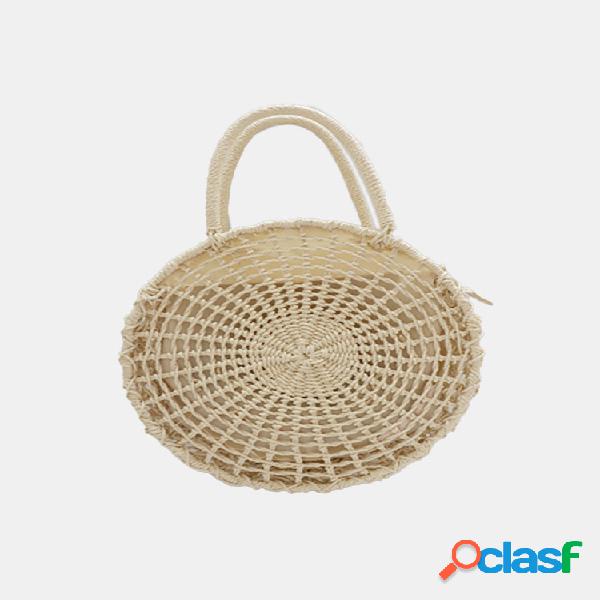 Mulheres verão Praia zipper escavar bolsa de palha
