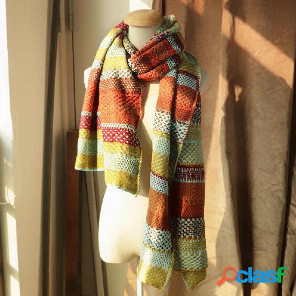 Multifarben Color Block Cotton Blend Lenços e xales para