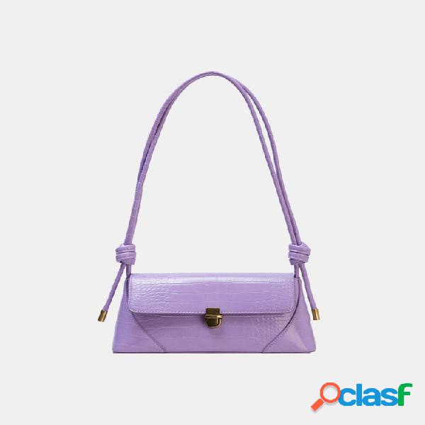 Ombro de crocodilo sólido de mulheres Bolsa Crossbody Bolsa