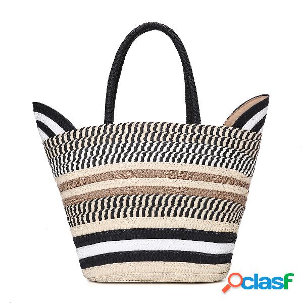 Ombro de retalhos de tecelagem Bolsa Satchel String
