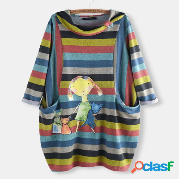 Pachwork listrado multicolorido Plus dos desenhos animados