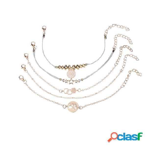 Pentagrama na moda Pulseira de tecido à mão Mapa-múndi