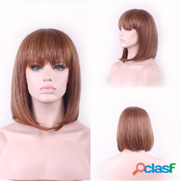 Perucas sintéticas Moda Feminina Curto Em Linha Reta