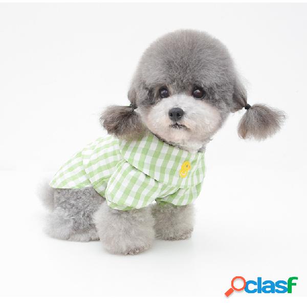 Pet xadrez Camisa Primavera e no verão filhote de cachorro