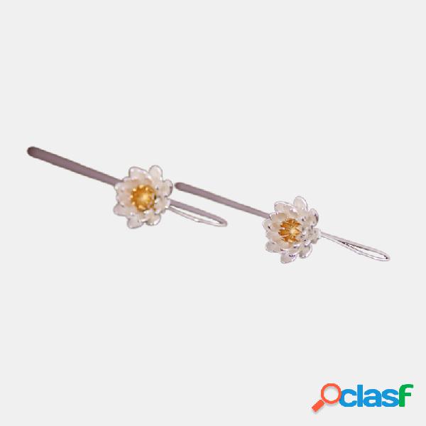 Prata S925 do vintage Pingente Brincos Flor de temperamento