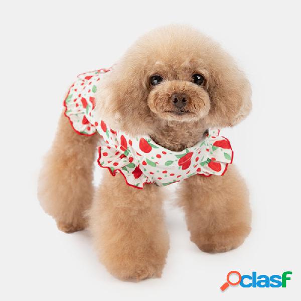 Primavera e verão Pet roupas algodão Apple Camisa Cachorro