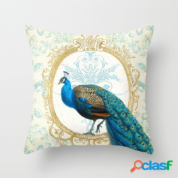 Pêssego Pele Pavão Pena Capa de Almofada Sofá Car Office