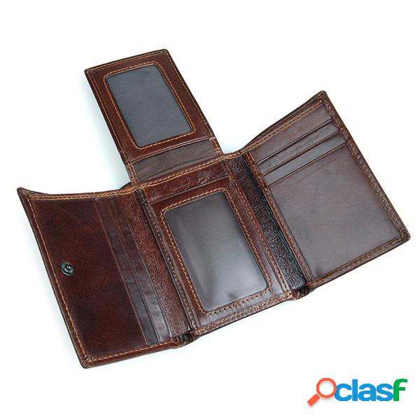 RFID Carteira Antimagnética Dobrável Vintage Couro