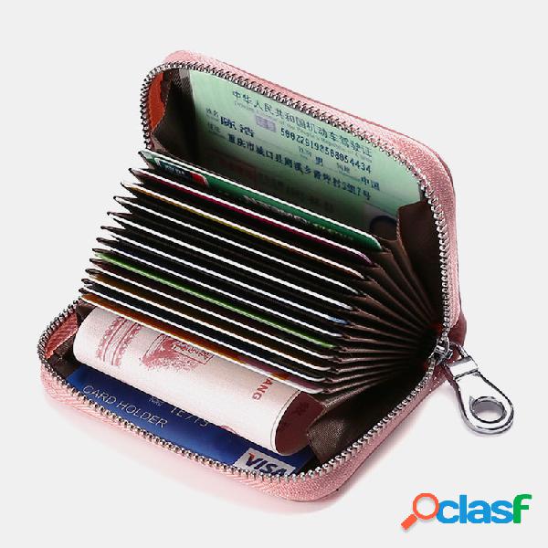 RFID Carteira de couro com zíper Carteira Bolsa de moedas