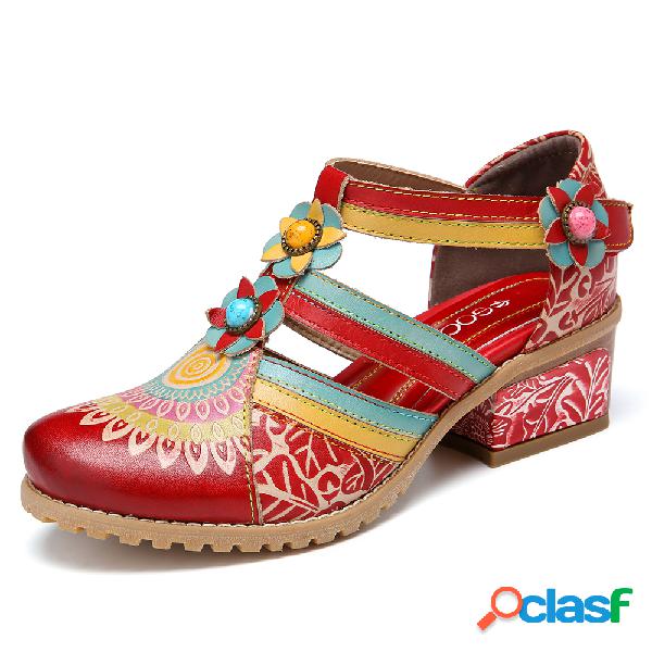 SOCOFY Bohemia Ethnic Style Stitching Beading Floral Chunky