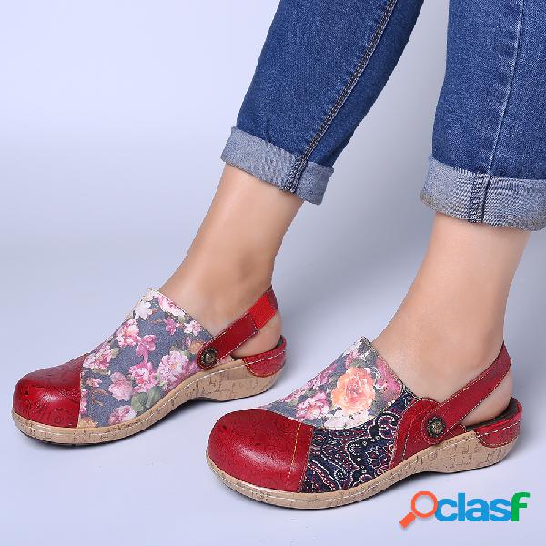 SOCOFY Super Confortável Bloom Flores Emenda Retro Padrão