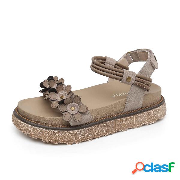 Sandália de Velcro Tamanho Grande Floral Vintage
