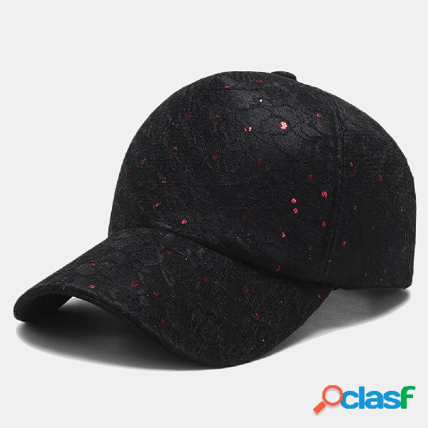 Sol de lantejoulas respirável unisex na moda boné de