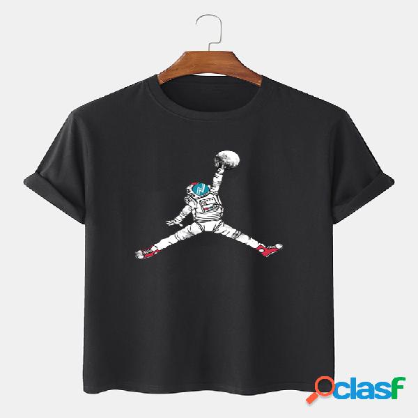 T-shirt básico do astronauta gráfico dos homens camiseta