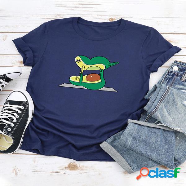 T-shirt de manga curta casual com desenhos animados