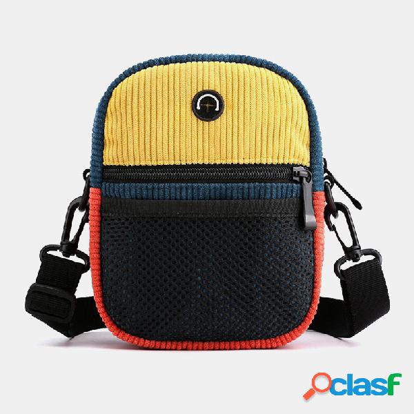 Veludo de algodão hit cor retro crossbody Bolsa ombro Bolsa