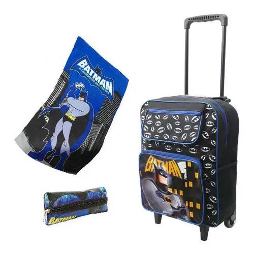 Bolsa Escolar Batman Mochila Grande Com Rodinhas Masculina