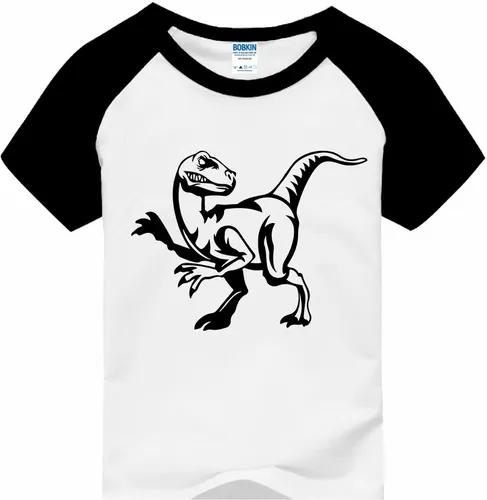 Camiseta Infantil Dinossauro Velociraptor Para Crianças