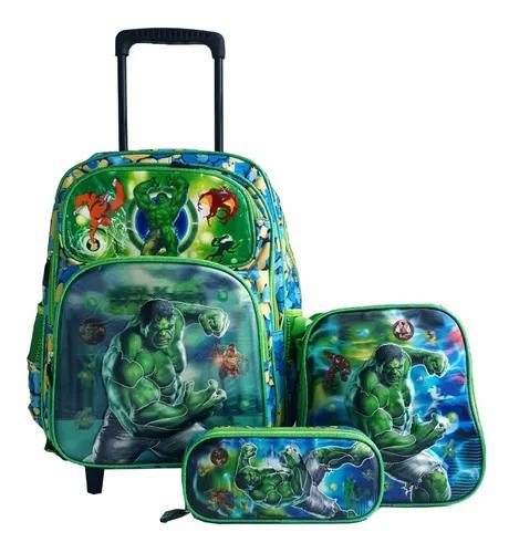 Kit Mochila Infantil Increível Hulk Lancheira E Estojo 3d