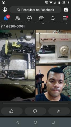 Mecânico de máquinas de costura industrial e caseira