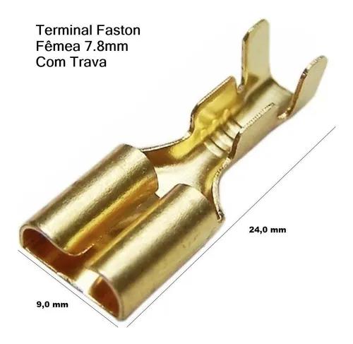 Kit 100 Peças Terminal Faston Fêmea 7.8 Mm Com Trava -