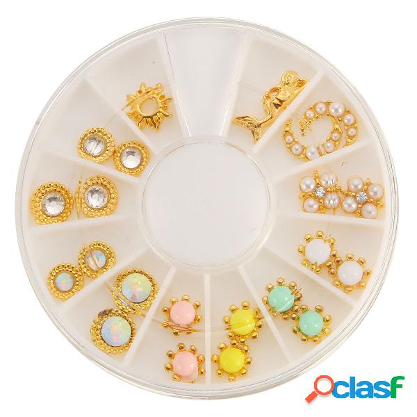 12 Mixed Styles Alloy Diamond Jewelry Nail Art Decoração