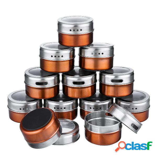 12 Pçs / set Latas De Temperos Magnéticos Recipiente De